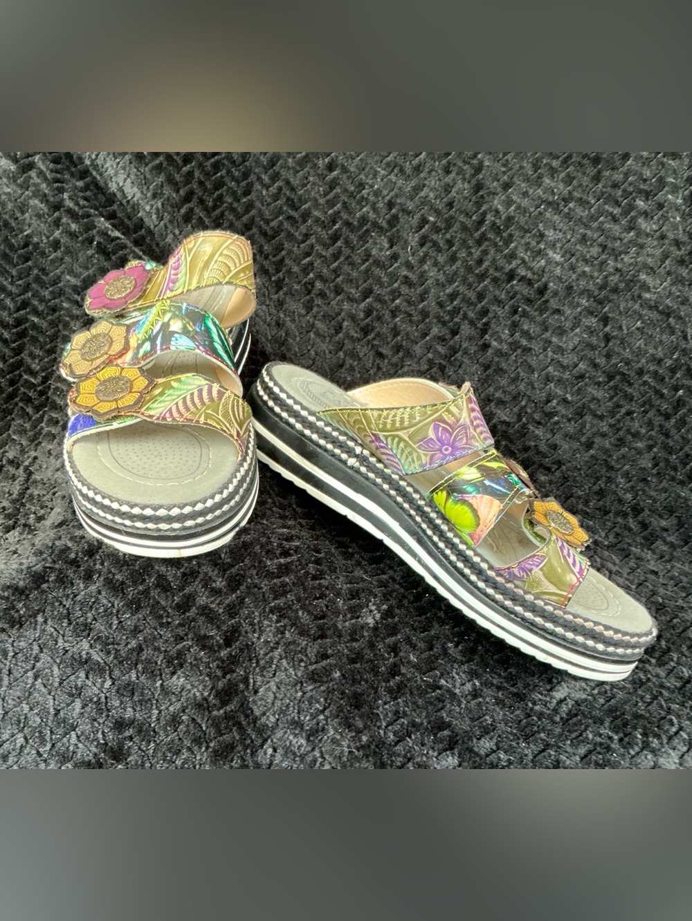 Wedge Slide Sandals in Olive Multi Color - Women's